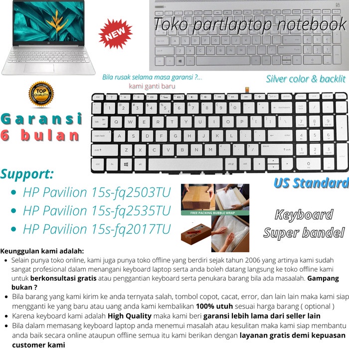 Keyboard HP Pavilion 15s-fq2503tu 15s-fq2535tu 15s-fq2017tu backlit