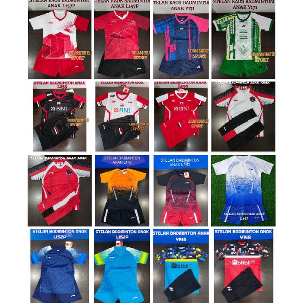 Jual BAJU BADMINTON ANAK ANAK/ SETELAN ANAK JERSEY BULUTANGKIS LINING