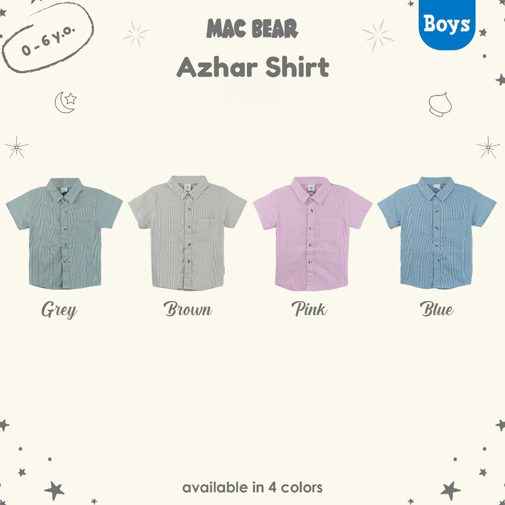 MURAH. MacBear Baju Anak Laki-laki Kemeja Anak Stripe Collection Azhar 6 bulan - 6 tahun