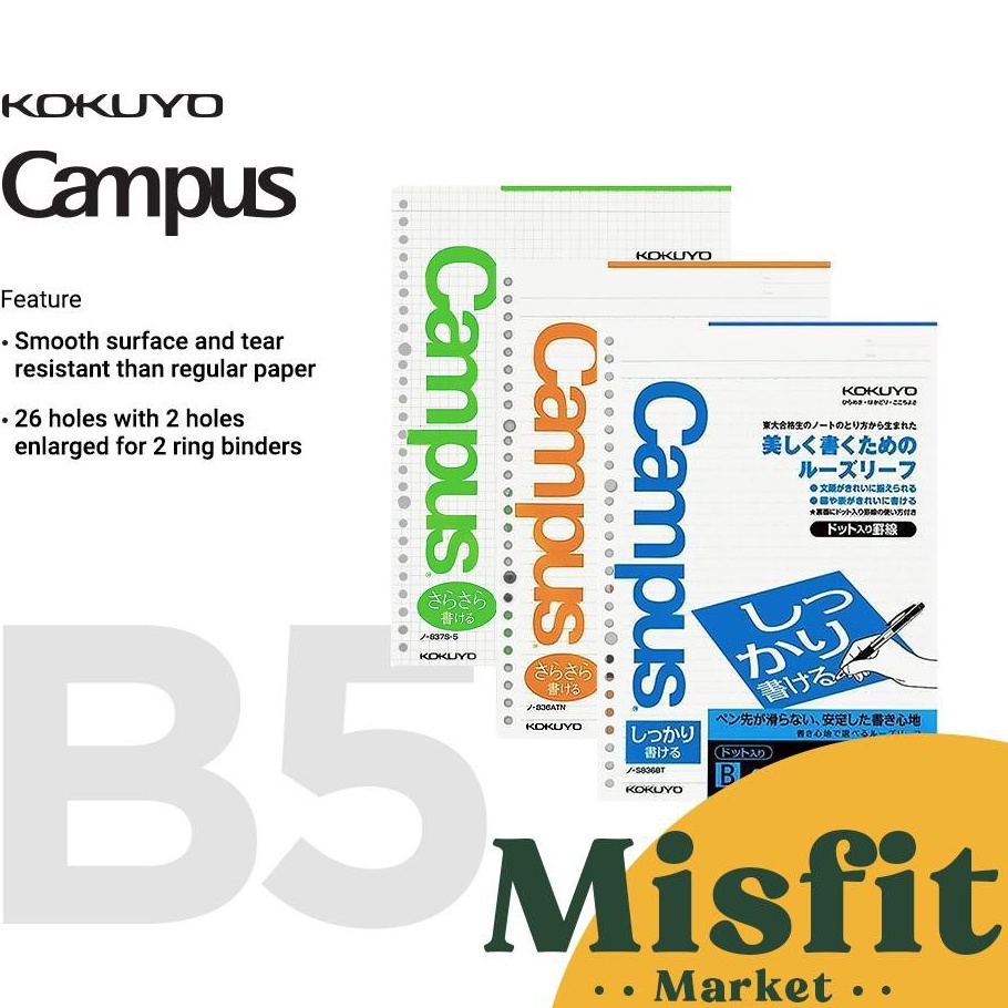 

✸Serba Murah⁂ CAZPV KOKUYO Campus Paper Loose Leaf Refill B5 Isi ulang Binder 50 100 A61 Stock Banyak