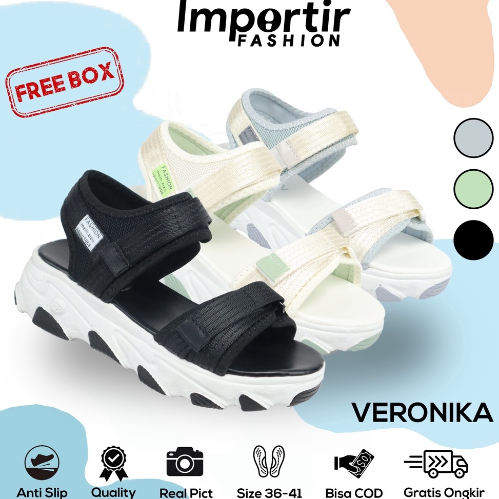 Terpercaya.. Importirfashion Veronika Sendal Wanita Kekinian Cewek Korea Import Sandal Gunung Premiu