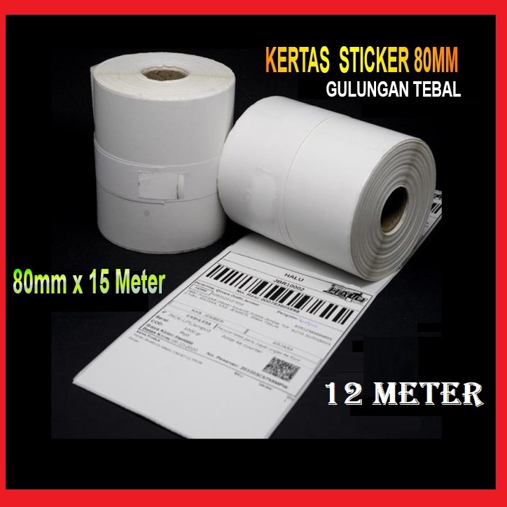 

[PRODUK F70EG56] VQ - Kertas Stiker Label Printer Thermal 80x50mm Continuous 80 x 15 Meter 6335