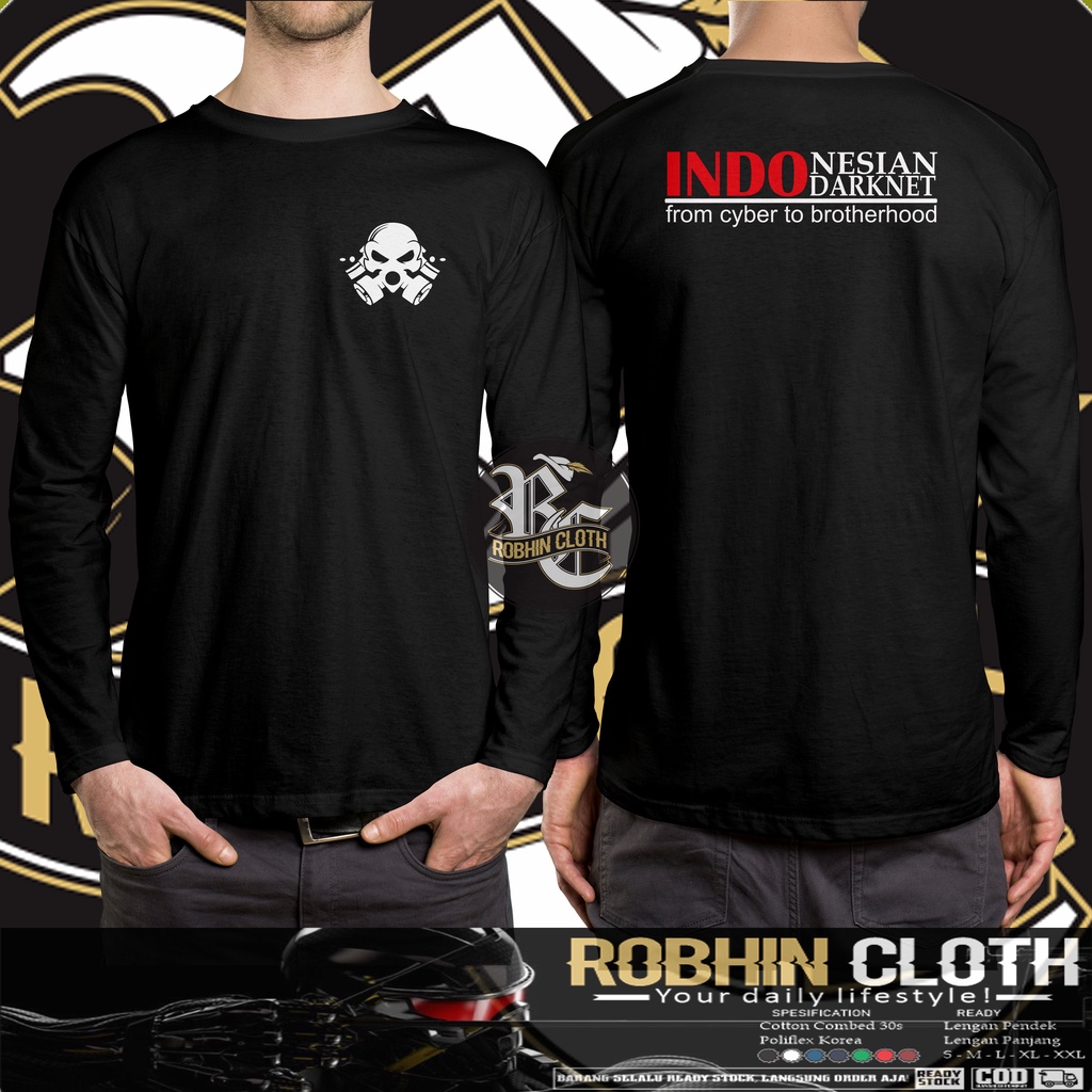 Kaos Indonesian Darknet Cyber Lengan Panjang Baju Distro