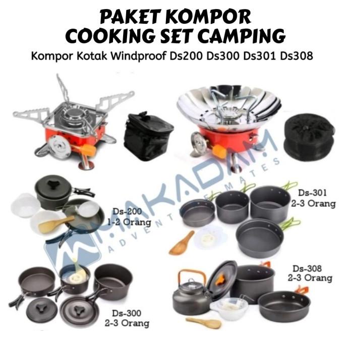 Terbaik Paket Kompor Kotak Bunga Cooking Set Nesting Teko Camping Terbaik