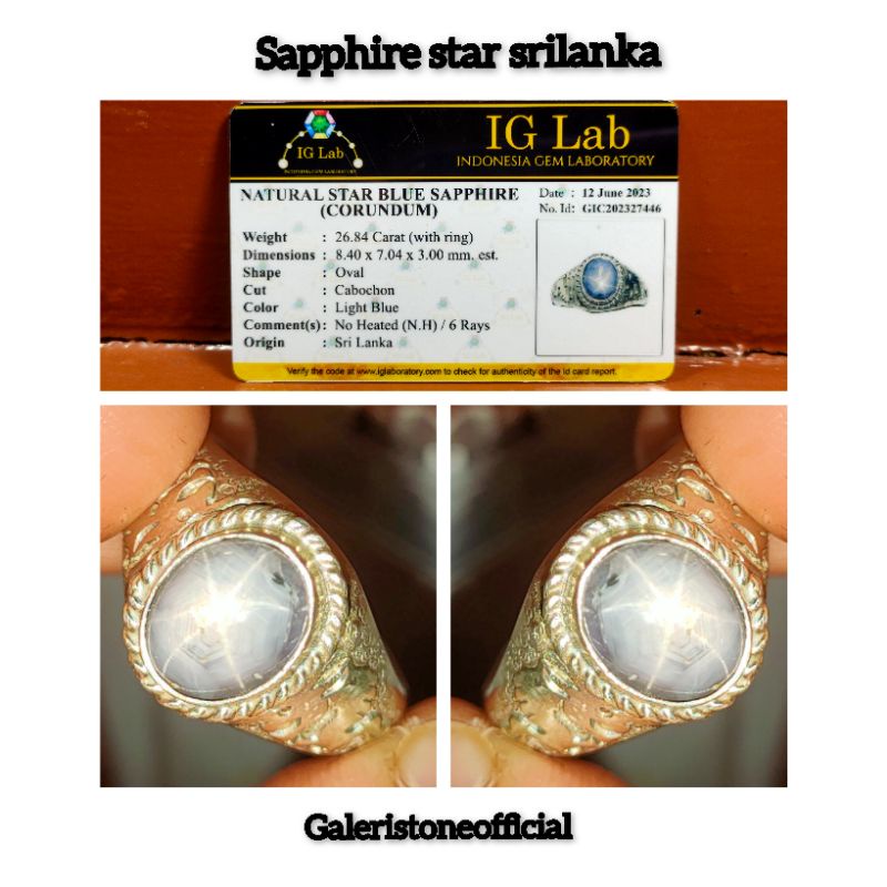 CINCIN BATU PERMATA SAPPHIRE STAR SRILANKA