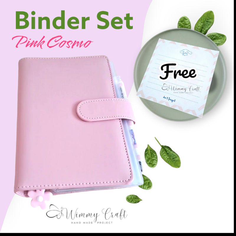 

PROMO Stationery - Binder Set A6 Pink Cosmo/ Lengkap| Cover Kulit| Kado, Hampers