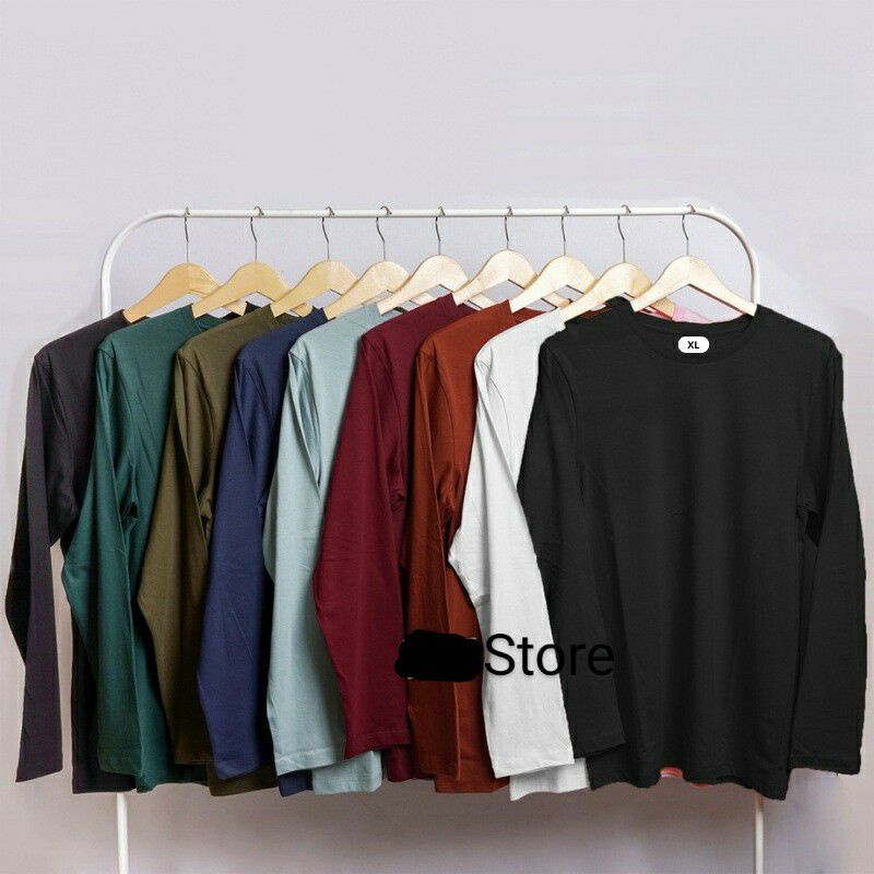 Kaos Polos Lengan Panjang Pria Wanita Tebal
