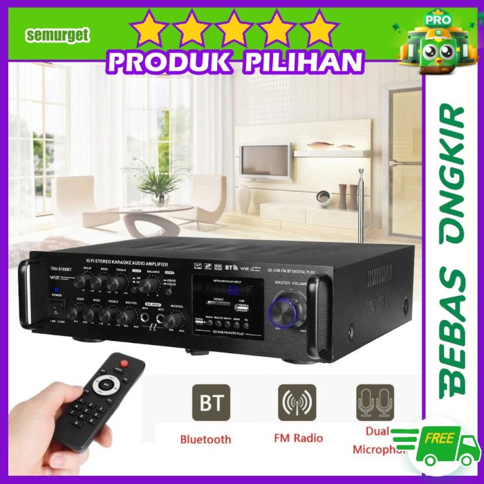 SUNBUCK BLUETOOTH EQ AUDIO AMPLIFIER HOME THEATER FM 2000W TAV-6188