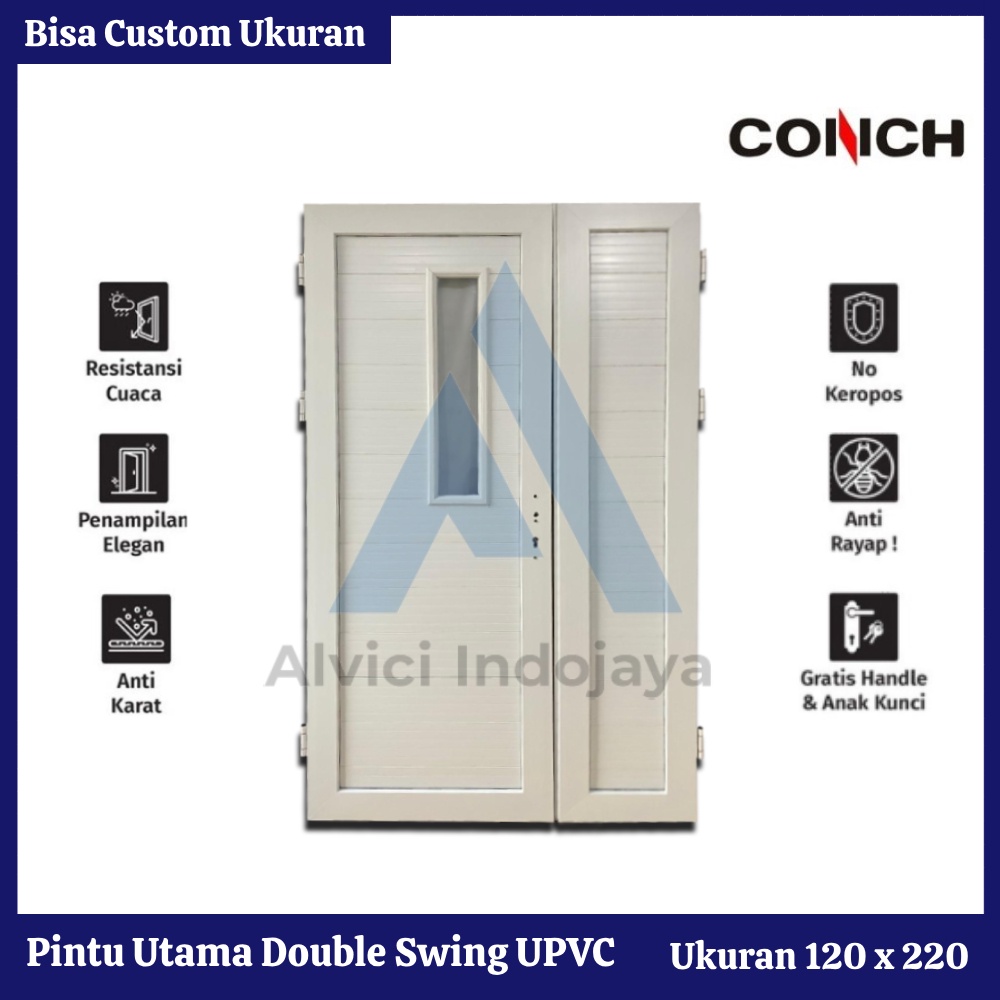 Pintu Utama Double Swing UPVC Conch Putih
