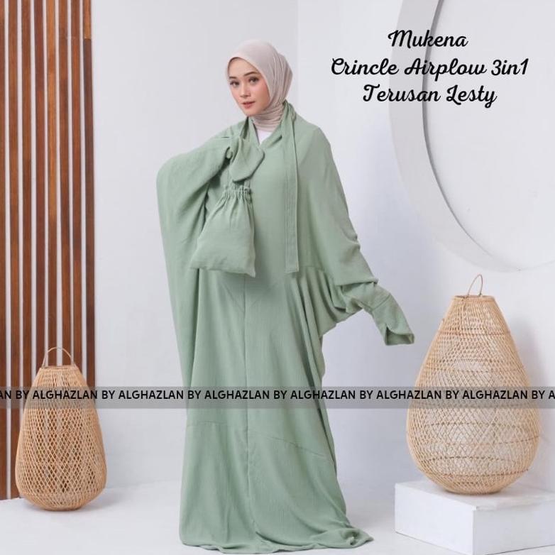 Sale Mukena Terusan Crincle Airplow 3In1 Mukena Terusan Crincle Dewasa,Mukena 3In1 2023