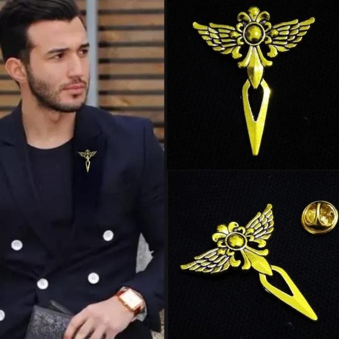 METAL GOLD SPEAR WING PIN BROS JAS KAMEJA TUXEDO MENS PRIA CLASSIC