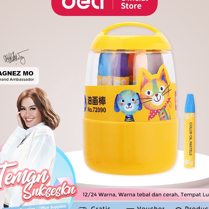 

✧Laris❃ Deli 12/24 warna oil pastel desain Barrel, mudah untuk diambil dan ditempatkan 72090 72092 052