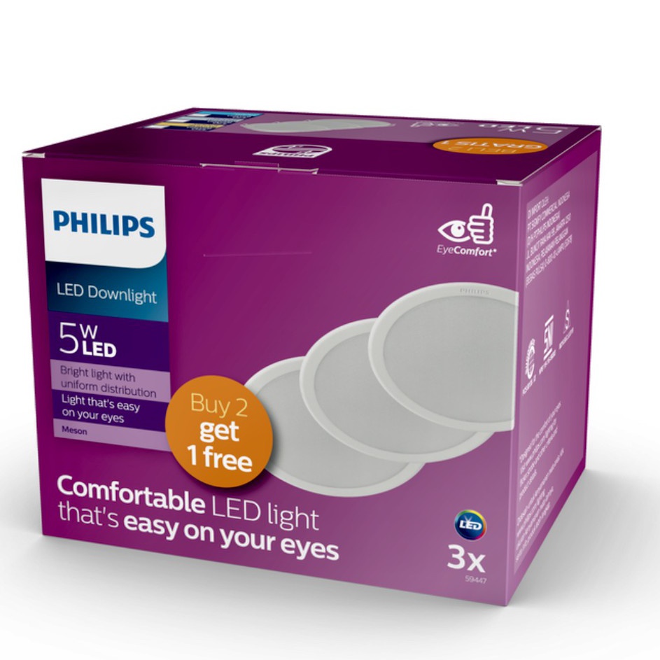 ーWwP PHILIPS Led Downlight Multipack Paket Meson 5 Watt 59447 (5 W 5W 5Watt) o Kemasan Baru Ready St