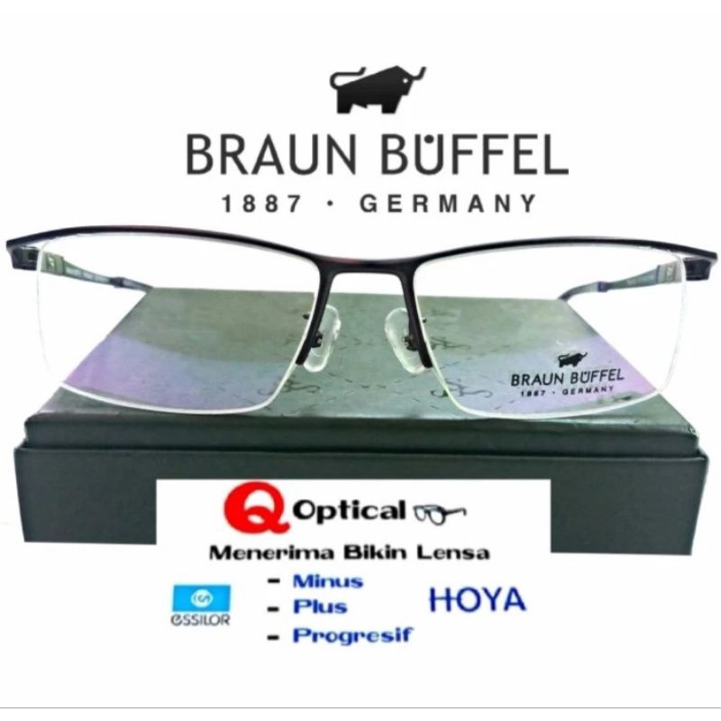 Frame Kacamata Pria Original Braun Buffel BB29102-103 Gun Smoke