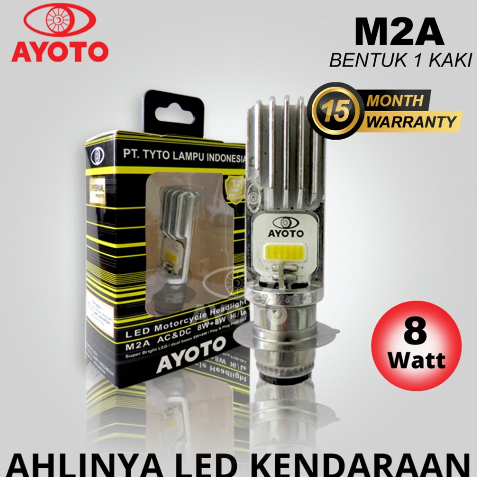 ➘ Lampu LED Motor warna KUNING Bebek Matic AYOTO M2A arus AC/DC Socket T19/H6 d Premium ★.