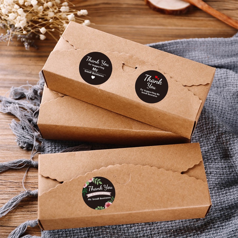 

H75 MALL - STICKER THANKYOU 1ROLL (500PCS) LABEL SEGEL ORDER PACKING MOTIF BUNGA LOVE SERBAGUNA