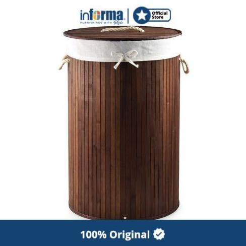 INFORMA - KERANJANG PAKAIAN BULAT-LAUNDRY BASKET ROUND BAMBOO DARK BRN