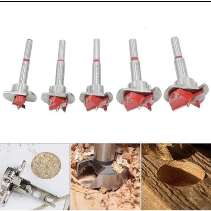 Mata Bor Engsel Sendok Set 5 Pcs Hinge Boring Drill Forstener Bit Tct