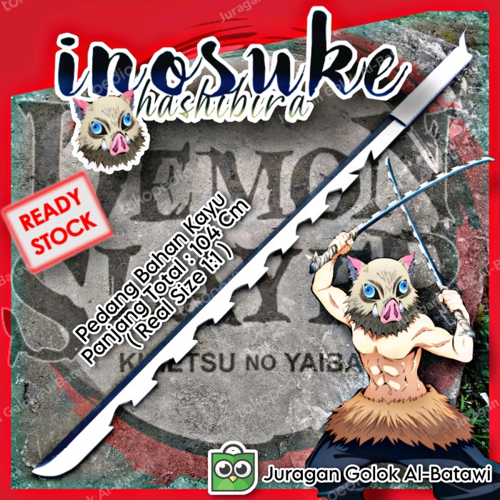 New Cosplay Inosuke Kimetsu No Yaiba Pedang Kayu Inosuke 1:1 Demon Slayer