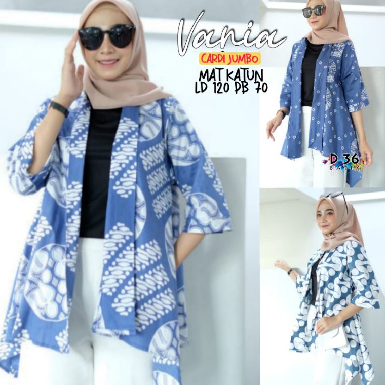 Banyak Stok Cardi jumbo wanita katun halus murah Baju luar batik cewek kasual kerja santai modern ve