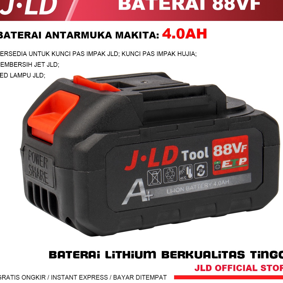 ΣDaf JLD bor baterai 88VF  - 4.0Ah BATERAI MESIN BOR BY JLD - BATERAI CORDLESS Kompatibel dengan produk JLD Baterai antarmuka Makita u Produk Premium ◘.