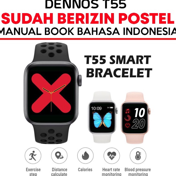 ➫ Dennos T55 SmartWatch Bluetooth Heart Rate Sport Fitness Pedometer ORIGINAL l Murah ❥.