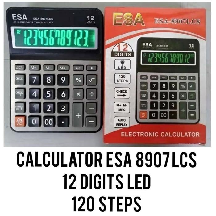 

Kalkulator Layar Lcd Led Menyala Calculator Besar Esa 8907 Original