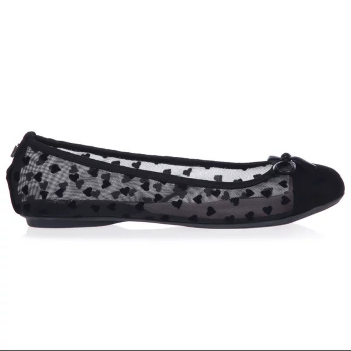 {ShoesStore} Sepatu Flat Wanita Butterfly Twists Olivia HVN Black Flocked Hearts Diskon