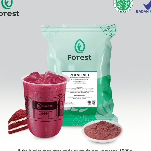 

★ L 2292 Bubuk Minuman RED VELVET Powder 1000g - FOREST Bubble Drink COD✔️ ♥