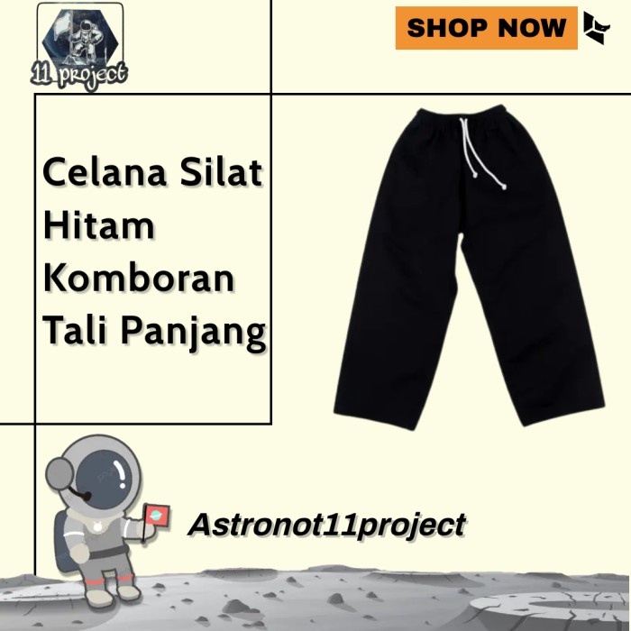 Celana Silat Hitam Komboran Tali Panjang Silat Pagarnusa/Psht/Ipsi