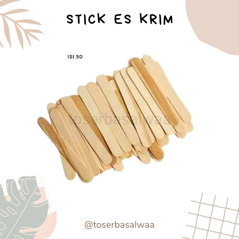 Stik Es Krim 50pcs Tebal Kuat Rapi Stick Ice Cream Stik Kayu Es Krim