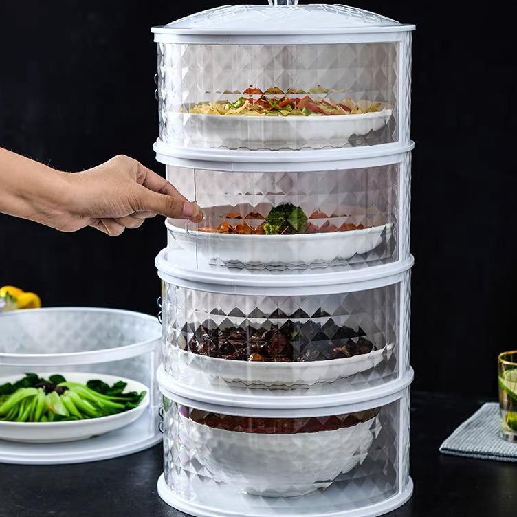 ☒Wny Tempat makan 4 susun Tudung saji 4 susun Rak makanan 4 tingkat 4 layer diamond Food Cover z Pro