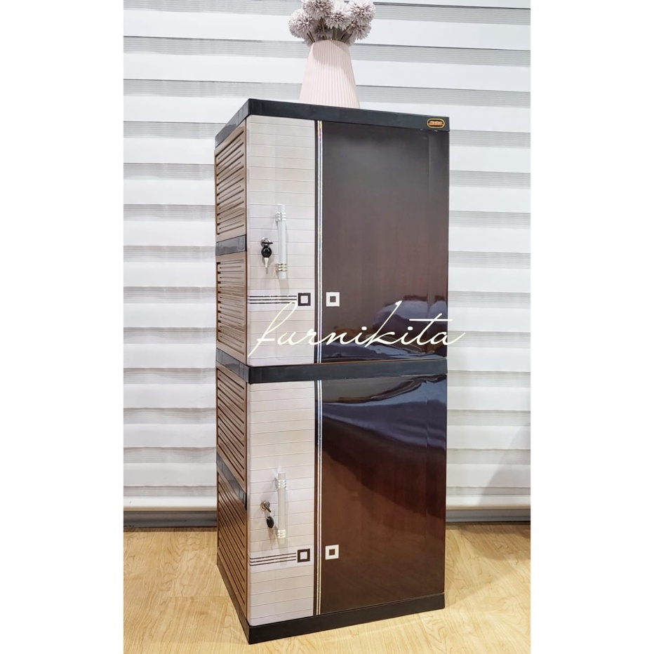 Terkini LEMARI PAKAIAN PLASTIK NAIBA NACASE FULL KUNCI SUSUN 4