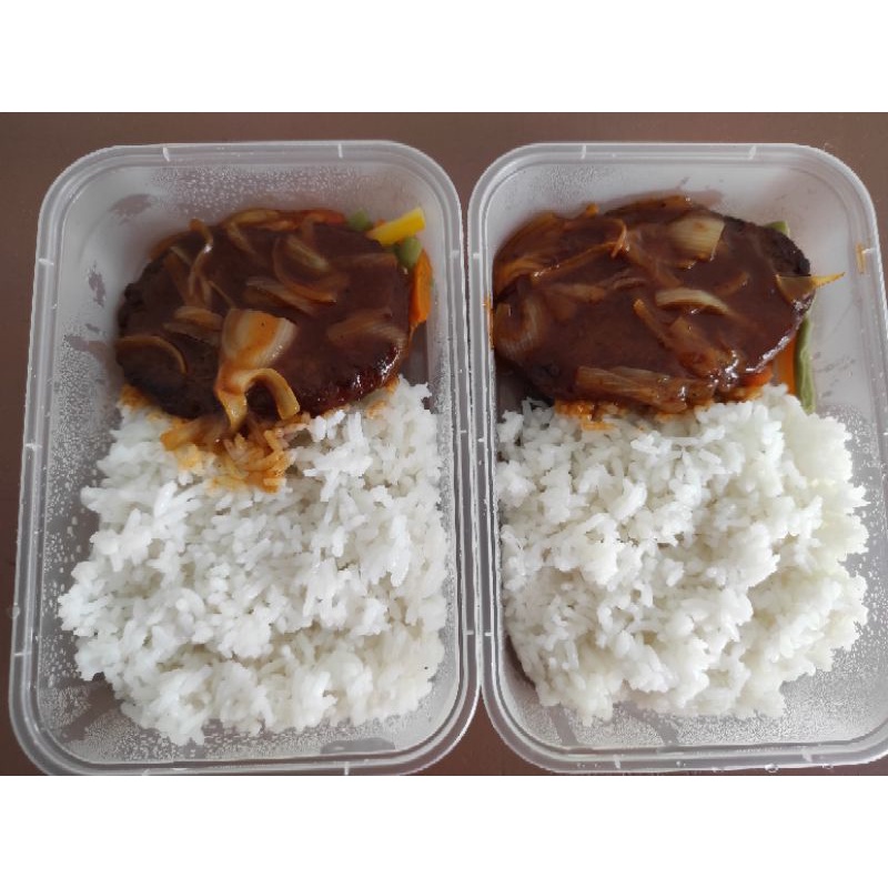 

Nasi+beef barbeque+sayuran rebus