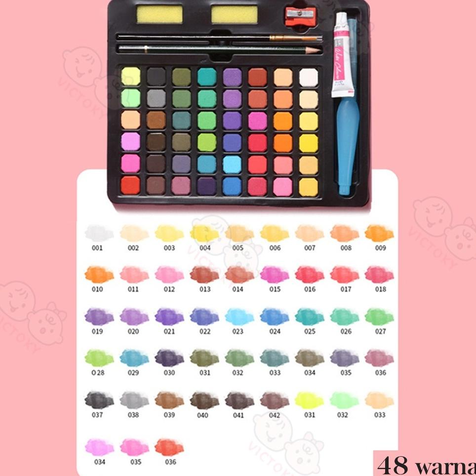 

Victoky Alat Cat Air Set/Watercolor Set 48 Warna Anak Alat Lukis Nyp