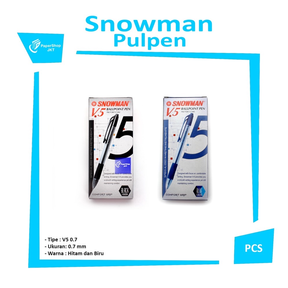 

♦|Stock BanyakSNOWMAN - Pulpen Ballpoint V5 0.7mm - Lusin✵