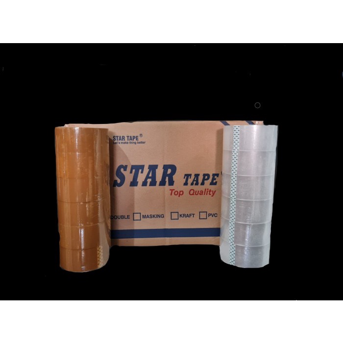 

SALE Isolasi / lakban / Selotip Bening Coklat 45 mm x 90 Yard DOS 72 Roll