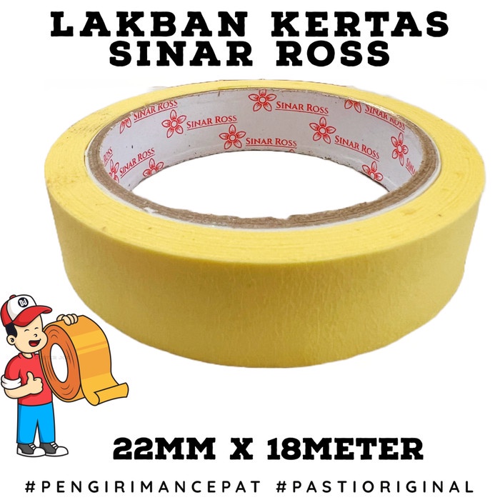 

[CABANG] Lakban kertas Masking Tape Sinar Ross 1 inch x 20 Yard