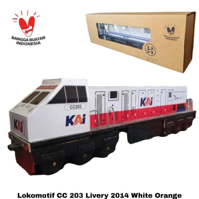 MUST HAVE LOKOMOTIF KERETA API CC203 LIVERY 2014 - MINIATUR KERETA API KAYU TERMURAH