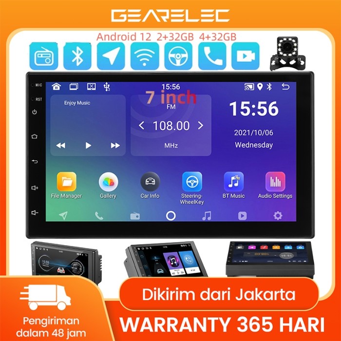 Terlaris Head Unit Android 12 Double Din 7 Inch Skeleton Bluetooth Wifi Gps