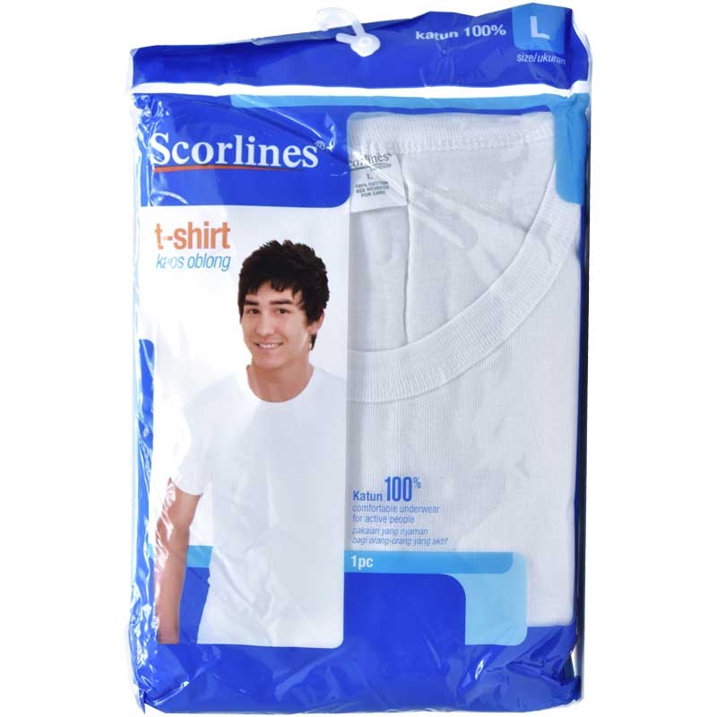 Scorlines T-Shirt Kaos Oblong Putih L
