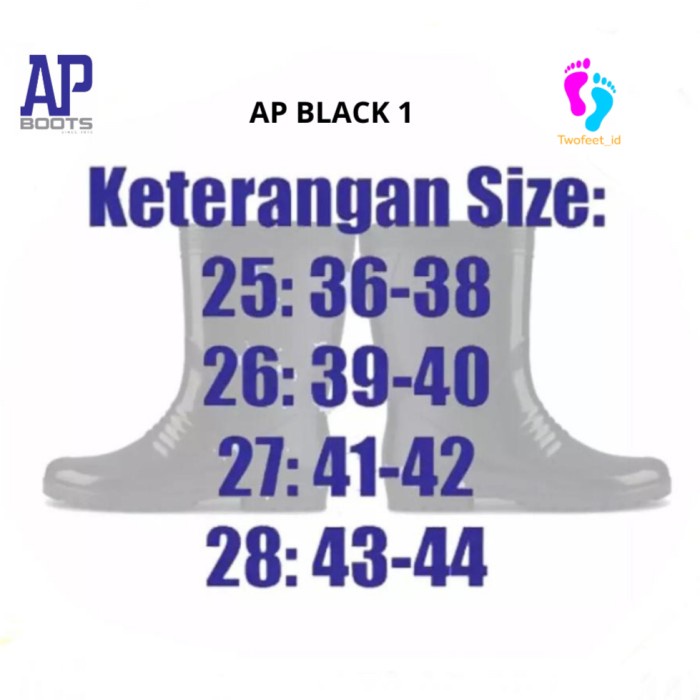 SALE AP BOOTS HITAM 1 - SEPATU BOOT PENDEK SAFETY KARET - AP BLACK 1 25-28