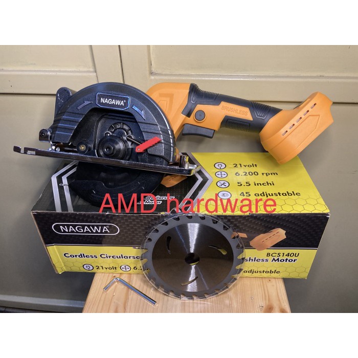 Terlaris Nagawa Bcs140U Circular Saw Cordless 5,5" Brushless Tanpa Baterai &Cas