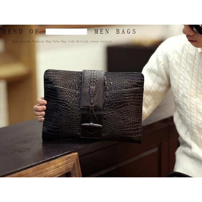 Clutch Pria Handbag Cowok Import Kulit Buaya Croco - Hti0015