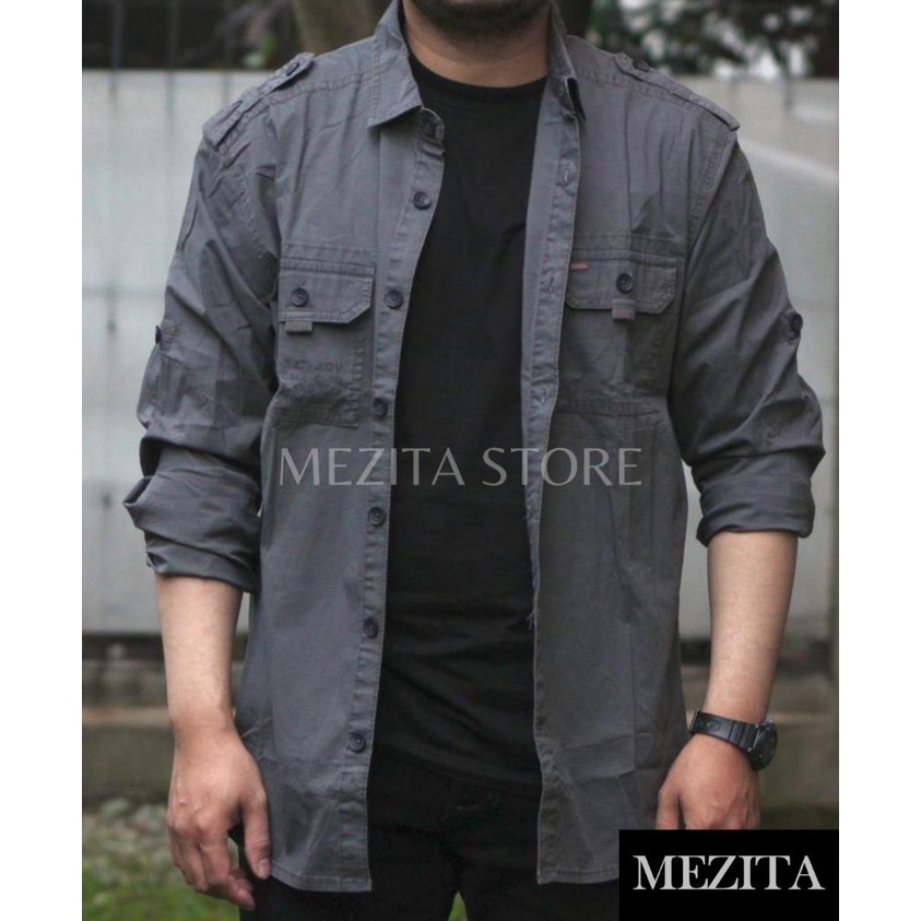 Kemeja Safari Pria Cardinal Casual 1181 Abu - abu