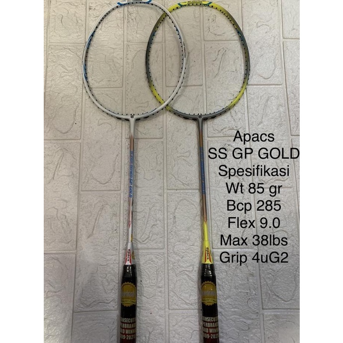 Raket Badminton APACS SUPER SERIES GP GOLD grip 4UG2 max 38LBS ORI