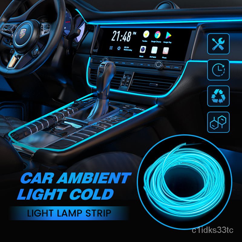 ✅&Car Interior Light Atmosphere Light Tube LED Strip Flexible Neon Lamp Glow String Light For Car De