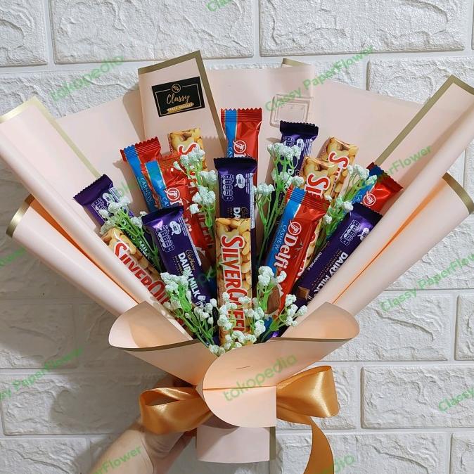 

6.6 Mix Chocolate Bouquet / Buket Snack Coklat Silverqueen Cadbury Delfi