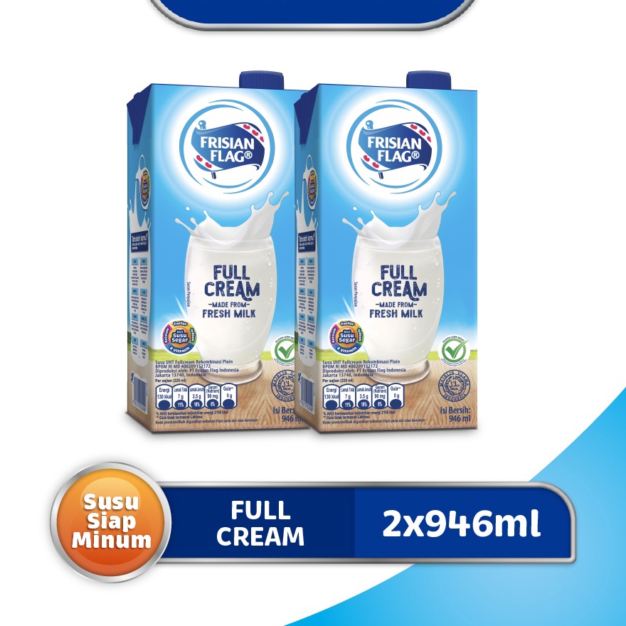 

⓲ LXXX 96210 Frisian Flag Susu UHT Full Cream 2 x 946 mL Stok terbaru 亗