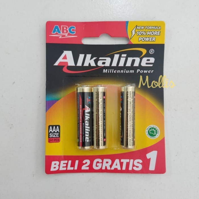 Ready Baterai ABC Alkaline LR03/AAA isi 3 pcs